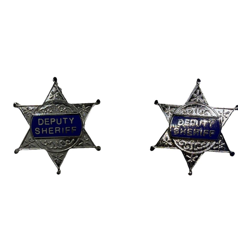 Sheriff Badge Earrings New Silver Tone Texas Wild West Star Police Cop Law Gift